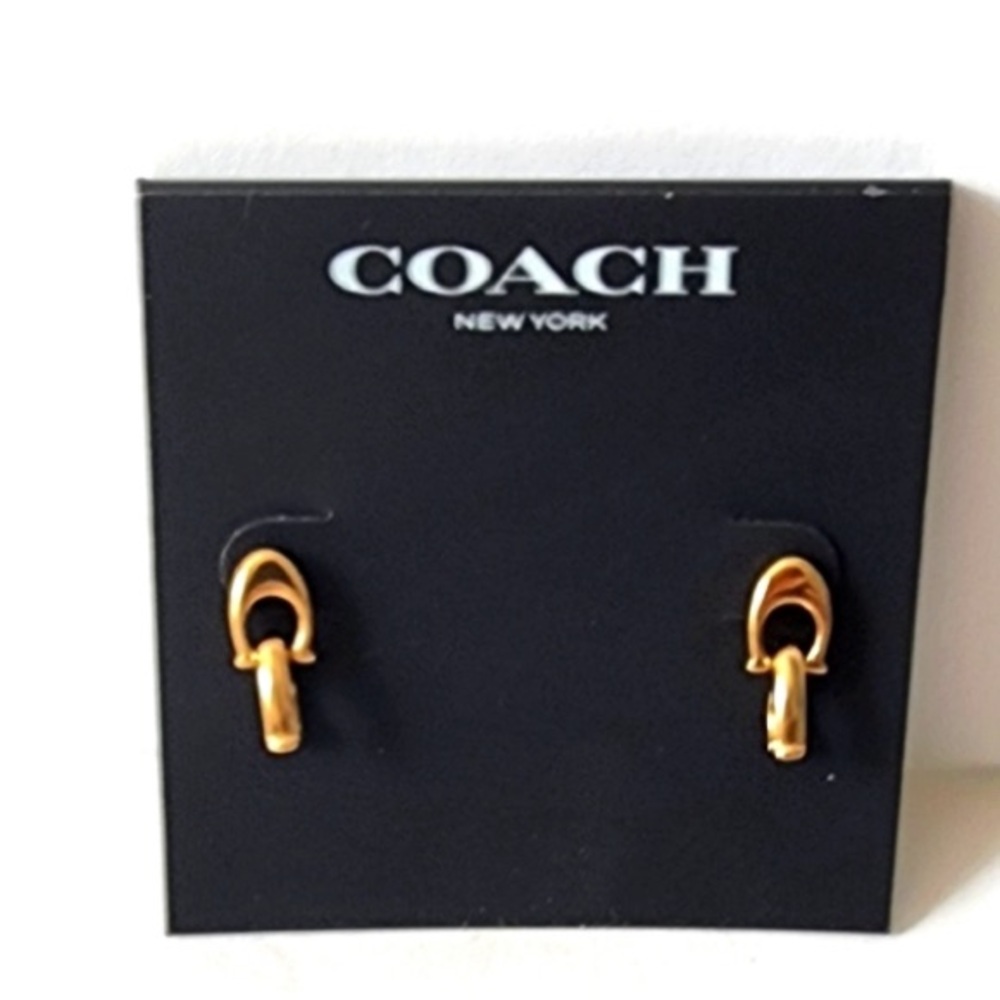 2PC Bundle! Coach Earrings w Interlocking Signature “C” with Coach dust bag NWT